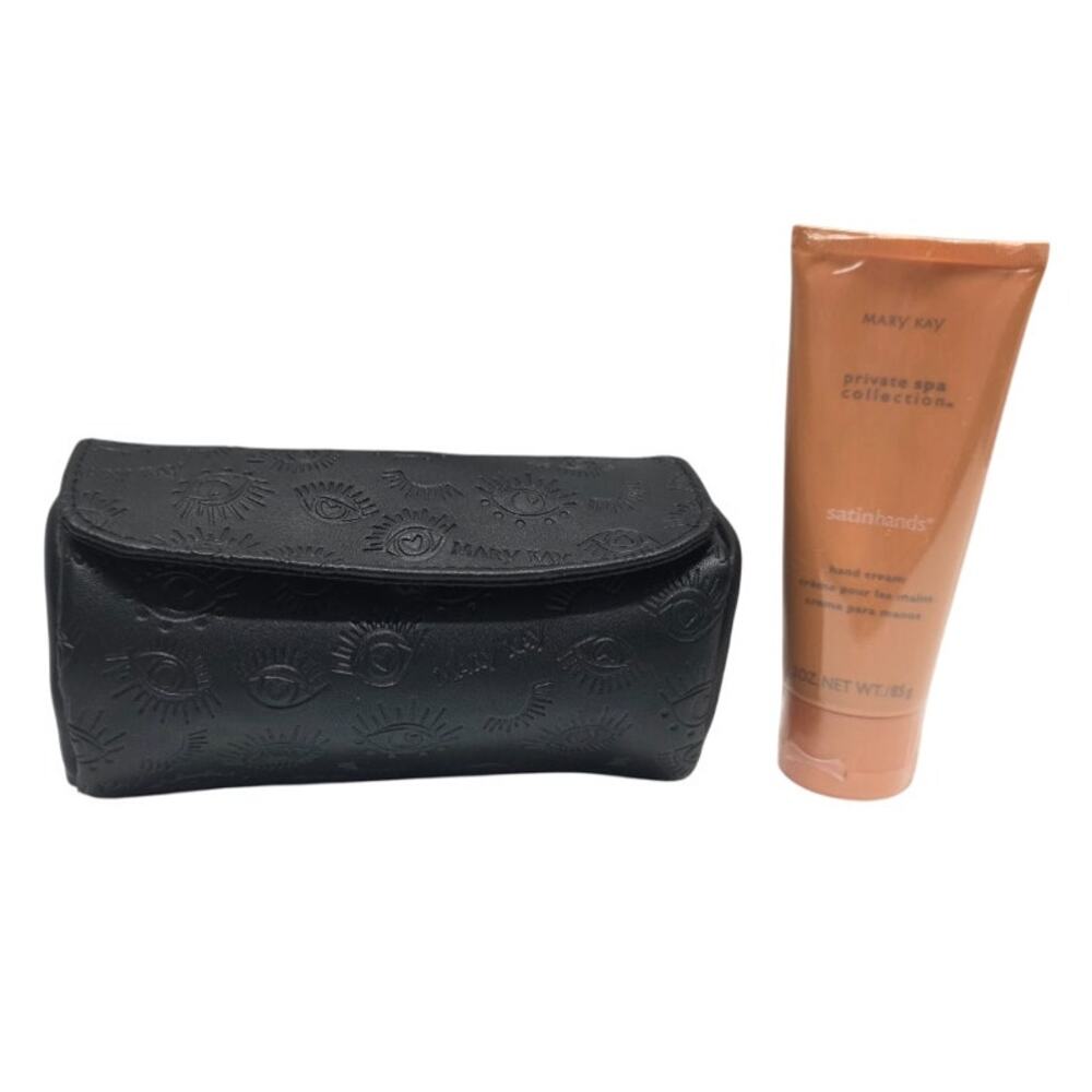 NEW Mary Kay Spa Collection Satin Hands Hand Cream, Black Round Cosmetic Bag